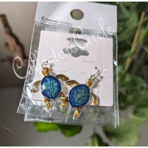 Sealife Ocean Blue Turtle Theme Drop Hook Earrings Fashion